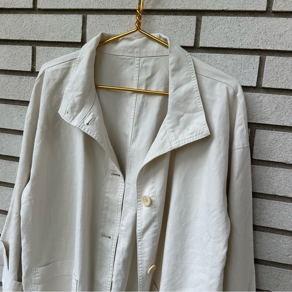 Eileen Fisher Bone Hemp Organic Cotton Jacket Open Front Boxy Fit L/XL - Picture 3 of 12